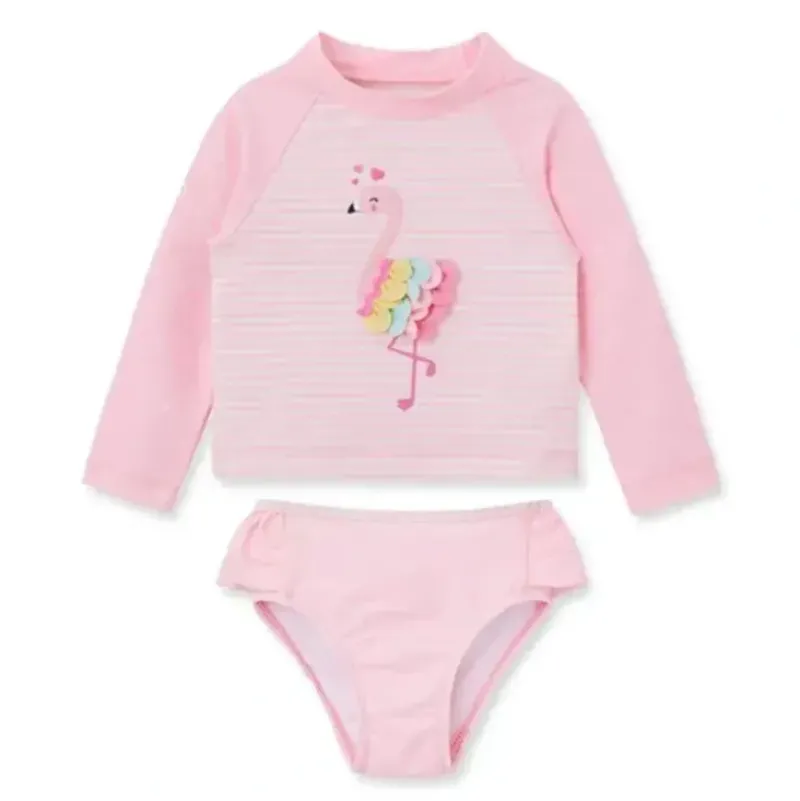 Shop All|Little Me - 2Pk Baby Girl Flamingo Long Sleeve Rashguard Pink - cutbabycare.com | baby boutique & care hub