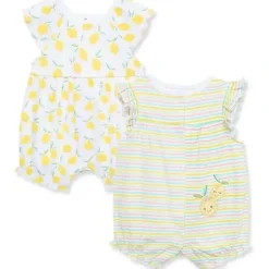 Shop All|Little Me - 2Pk Baby Girl Lemons Cotton Rompers - cutbabycare.com | baby boutique & care hub