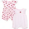 Shop All|Little Me - 2Pk Baby Girl Strawberry Cotton Rompers - cutbabycare.com | baby boutique & care hub