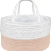 Shop All|Living Textiles 100% Cotton Rope Nappy Caddy - Blush/White - cutbabycare.com | baby boutique & care hub