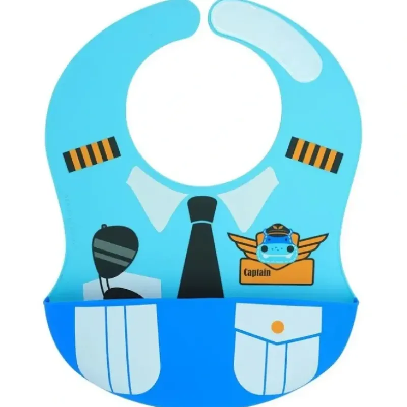 Health Safety|Marcus & Marcus Little Pilot Wide Bib Food Catcher Baby/Toddler 6m+ Lucas Blue - cutbabycare.com | baby boutique & care hub