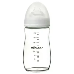 Shop All|Mininor Baby/Infant 240ml Glass Feeding Bottle w/ Anti-Colic Silicone Teat 0m+ - cutbabycare.com | baby boutique & care hub