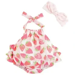 Shop All|Mud Pie - Baby Girl Strawberry Sunsuit & Headband Set, 0/3M - cutbabycare.com | baby boutique & care hub