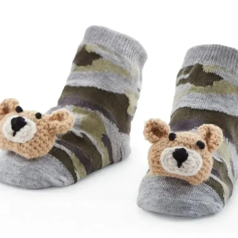 Shop All|Mud Pie - Camo Bear Rattle Toe Socks, 0/12M - cutbabycare.com | baby boutique & care hub