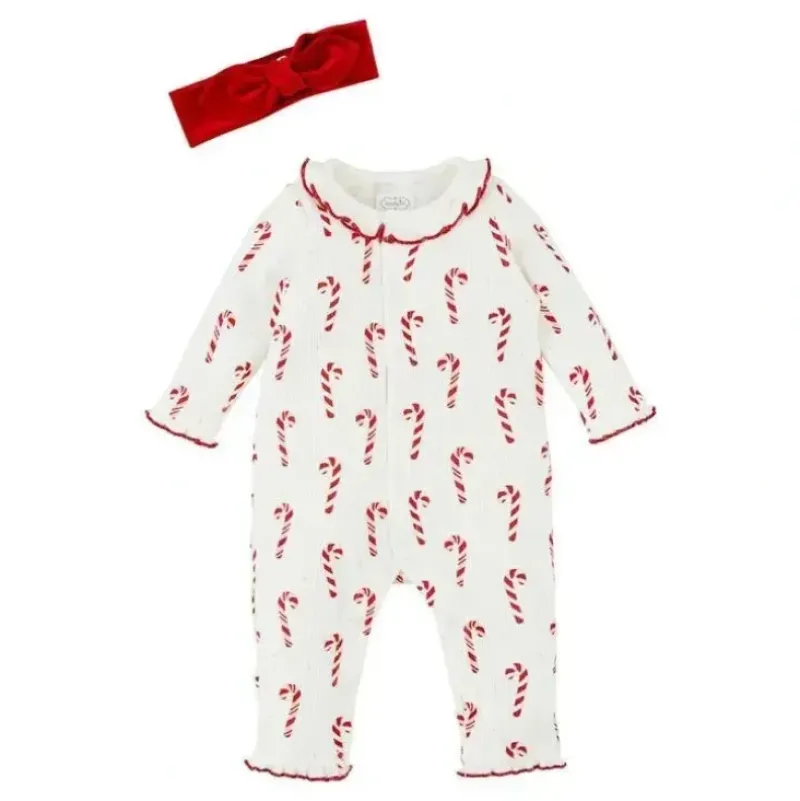 Shop All|Mud Pie - Candy Cane One-Piece & Headband Set, 9-12 Months - cutbabycare.com | baby boutique & care hub
