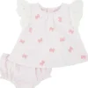 Shop All|Mud Pie - Embroidered Pink Bow Pinafore Set - cutbabycare.com | baby boutique & care hub