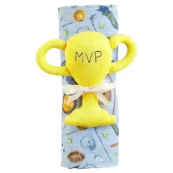 Shop All|Mud Pie - Sports Swaddle & Rattle Set - cutbabycare.com | baby boutique & care hub