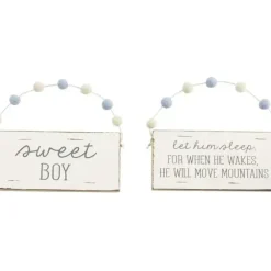 Shop All|Mud Pie - Wood Door Hanger Let Him Sleep Blue - cutbabycare.com | baby boutique & care hub