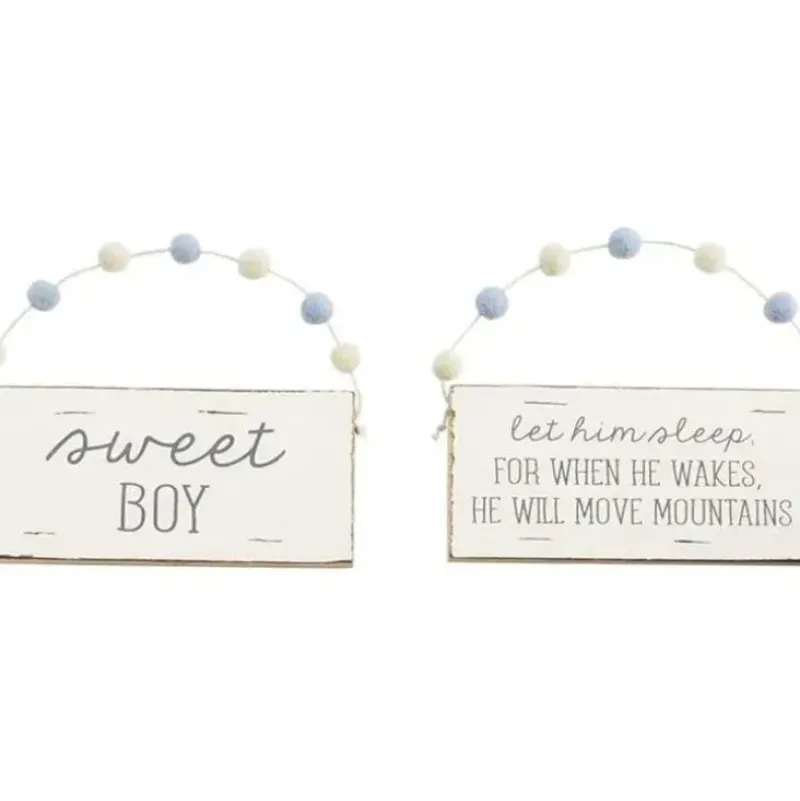 Shop All|Mud Pie - Wood Door Hanger Let Him Sleep Blue - cutbabycare.com | baby boutique & care hub