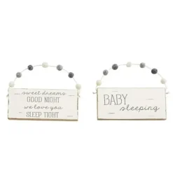 Shop All|Mud Pie Wood Baby Door Hanger Let Her Sleep Gray - cutbabycare.com | baby boutique & care hub