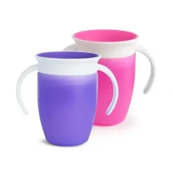 Health Safety|Munchkin 2019 Miracle 360° Trainer Cup 7 oz, Assorted Colors (Pink&Purple or Blue&Green), 2-Pack - cutbabycare.com | baby boutique & care hub