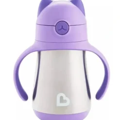 Shop All|Munchkin 8Oz Cool Cat Stainless Steel Cup, Purple - cutbabycare.com | baby boutique & care hub