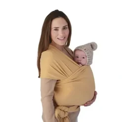 Health Safety|Mushie - 100% Organic Cotton Baby Wrap Carrier, Mustard Melange - cutbabycare.com | baby boutique & care hub