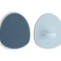 Bath Potty|Mushie - Baby Bath Cradle Cap Brush, Soft Silicone Bristles, 2-Pack, Tradewinds/Periwinkle - cutbabycare.com | baby boutique & care hub