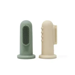 Shop All|Mushie - Finger Toothbrush (Shifting Sands/ Cambridge Blue) - cutbabycare.com | baby boutique & care hub