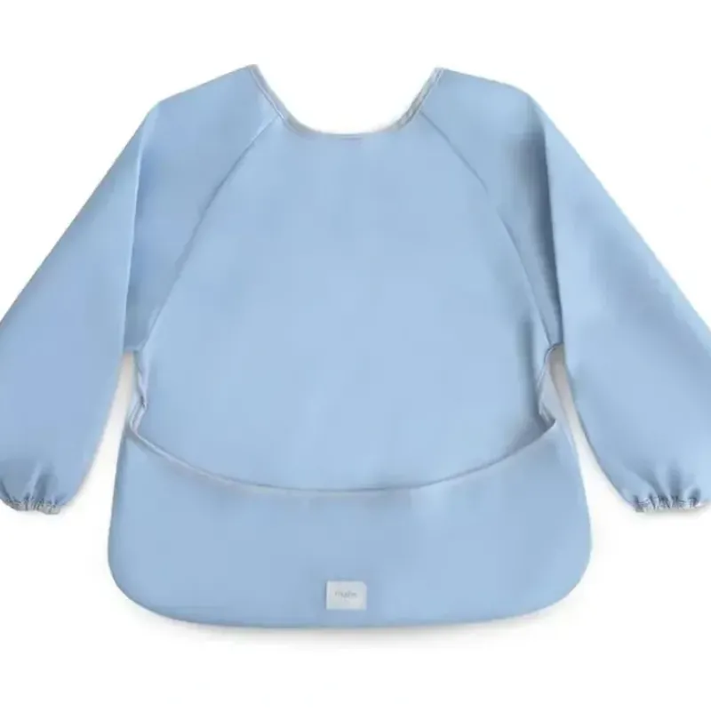 Shop All|Mushie - Long Sleeve Baby Bib, Waterproof Fabric, Adjustable Fit for Ages 6-24 Months, Tradewinds - cutbabycare.com | baby boutique & care hub