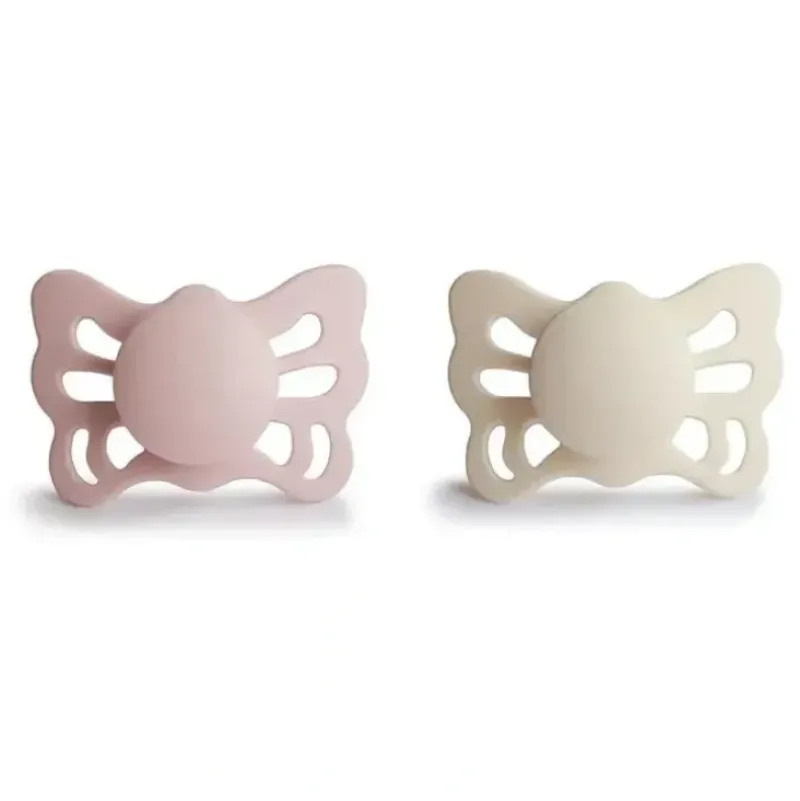 Shop All|Mushie - 2Pk Cream/Blush Butterfly Anatomical Silicone Pacifier, 0/6M - cutbabycare.com | baby boutique & care hub