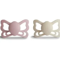 Shop All|Mushie - 2Pk Cream/Blush Butterfly Anatomical Silicone Pacifier, 6/18M - cutbabycare.com | baby boutique & care hub