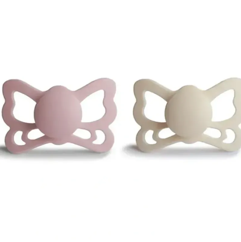 Shop All|Mushie - 2Pk Cream/Blush Butterfly Anatomical Silicone Pacifier, 6/18M - cutbabycare.com | baby boutique & care hub