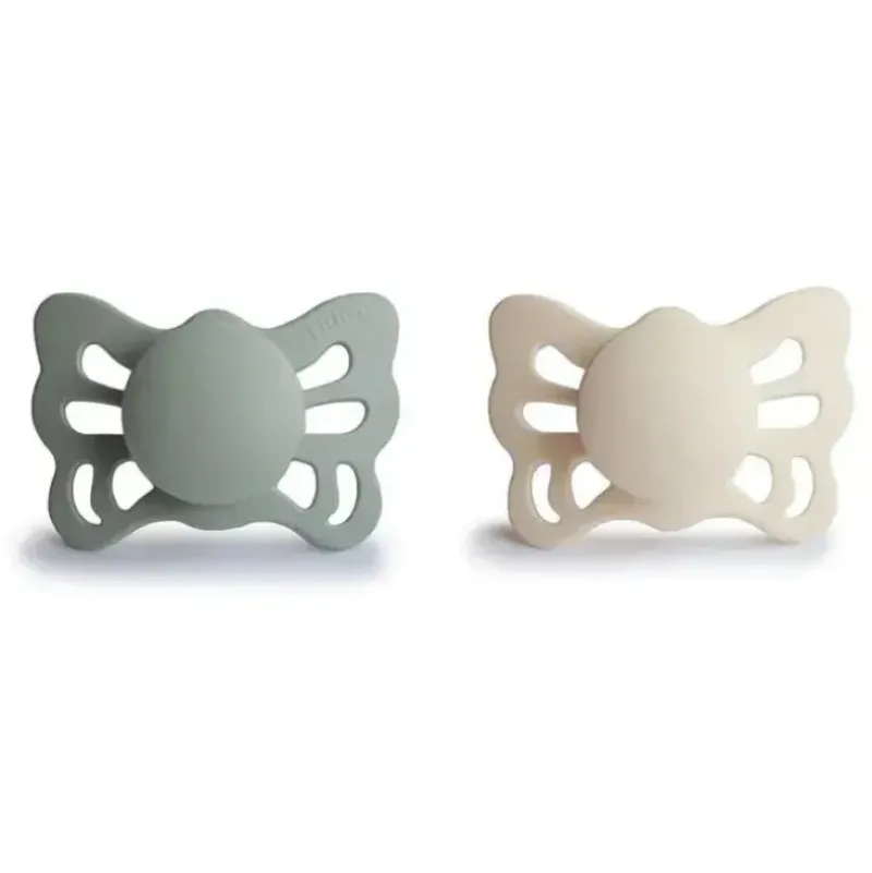 Shop All|Mushie - 2Pk Cream/Sage Butterfly Anatomical Silicone Pacifier, 0/6M - cutbabycare.com | baby boutique & care hub