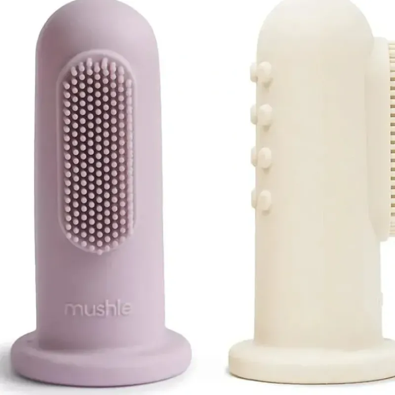 Shop All|Mushie - 2Pk Finger Toothbrush Soft, Lilac/Ivory - cutbabycare.com | baby boutique & care hub