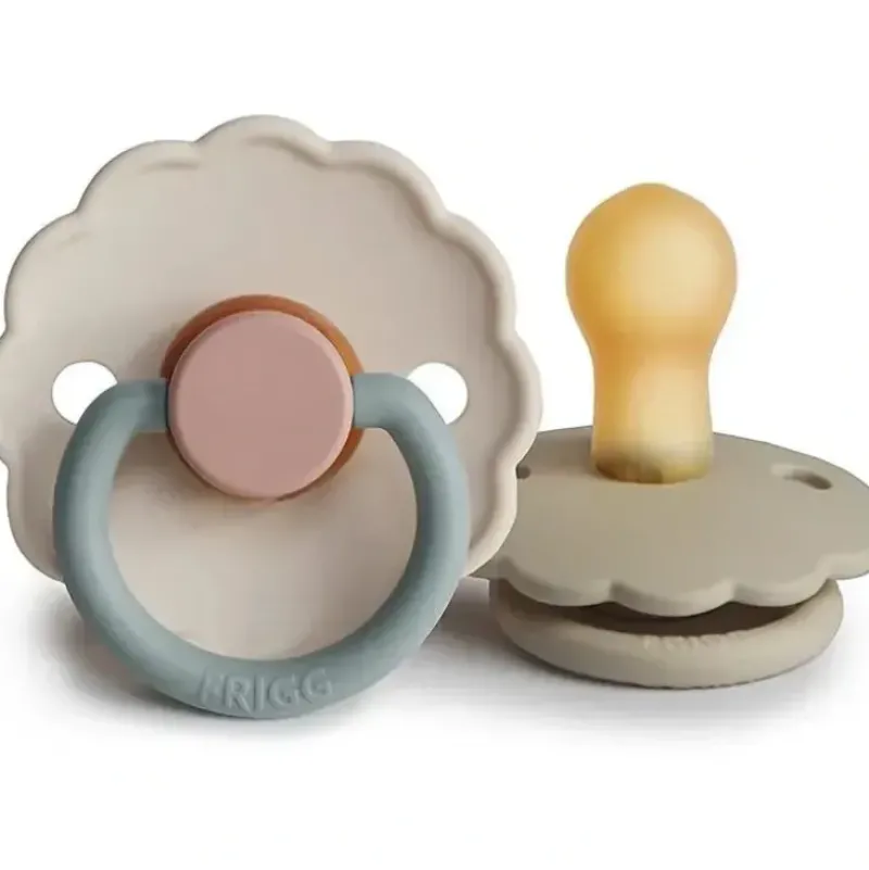 Shop All|Mushie - 2Pk Frigg Daisy Natural Rubber Pacifier, Sandstone & Cotton Candy, 0/6M - cutbabycare.com | baby boutique & care hub