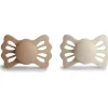 Shop All|Mushie - 2Pk Lucky Symmetrical Silicone Pacifier, Silky Satin/Cream, 6/18M - cutbabycare.com | baby boutique & care hub