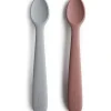 Shop All|Mushie - 2Pk Silicone Feeding Spoons, Stone/Cloudy Mauve - cutbabycare.com | baby boutique & care hub