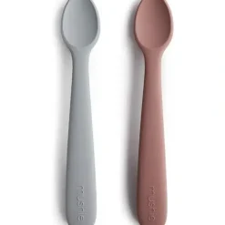 Shop All|Mushie - 2Pk Silicone Feeding Spoons, Stone/Cloudy Mauve - cutbabycare.com | baby boutique & care hub