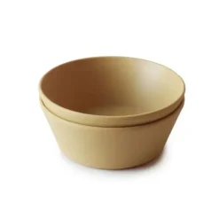 Shop All|Mushie - Round Dinnerware Bowl Set Of 2 (Mustard) - cutbabycare.com | baby boutique & care hub
