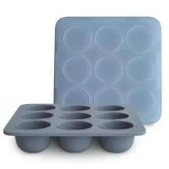 Shop All|Mushie - Silicone Baby Food Freezer Tray with Lid, 9 Cups 1.5oz, Tradewinds - cutbabycare.com | baby boutique & care hub