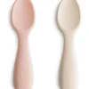 Shop All|Mushie - Silicone Toddler Starter Spoons, 2 Pack,Blush Shifting Sand - cutbabycare.com | baby boutique & care hub