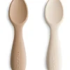 Shop All|Mushie - Silicone Toddler Starter Spoons, 2 Pack, Natural/Shifting Sand - cutbabycare.com | baby boutique & care hub