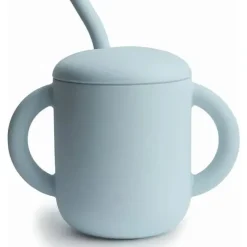 Shop All|Mushie - Silicone Training Cup & Straw, Powder Blue - cutbabycare.com | baby boutique & care hub