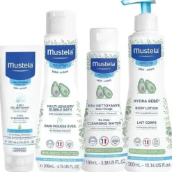 Bath Potty|Mustela - 4Pk Baby Bath Time Essentials Gift Set - cutbabycare.com | baby boutique & care hub