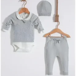 Nipperland - Baby Gray Knitted Outfit Set - cutbabycare.com | baby boutique & care hub* Online