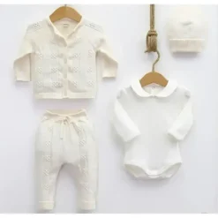 Nipperland - Baby Knitted Out Fit Set W Bow Tie Cream - cutbabycare.com | baby boutique & care hub* Cheap