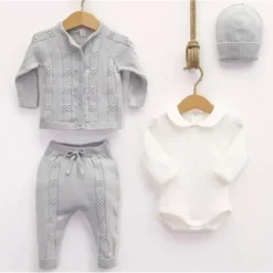 Nipperland - Baby Knitted Out Fit Set W Bow Tie Grey - cutbabycare.com | baby boutique & care hub* Online