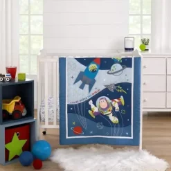 Nojo - Disney Toy Story Outta This World Blue and Gray Buzz Lightyear 4 Piece Nursery Crib Bedding Set - Comforter, Fitted Crib Sheet, Changing Pad - cutbabycare.com | baby boutique & care hub* Clearance