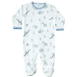 Noomie Snap Footie Dinos, White & Blue - cutbabycare.com | baby boutique & care hub* Discount