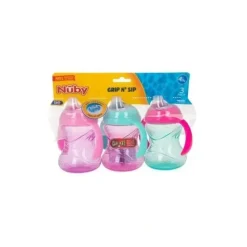 Nuby - 3 Pk 10 Oz Clik It Cup With Handles Girl - cutbabycare.com | baby boutique & care hub* Cheap