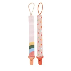 Nuby - Girl 2Pk Printed Fabric Pacifier Clip Holder With Plastic Clip, Peach - cutbabycare.com | baby boutique & care hub* Sale