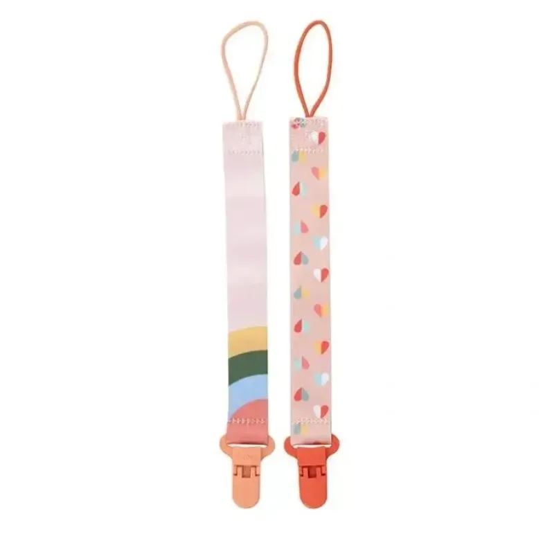 Nuby - Girl 2Pk Printed Fabric Pacifier Clip Holder With Plastic Clip, Peach - cutbabycare.com | baby boutique & care hub* Sale