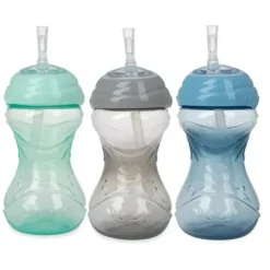 Nuby - 3Pk Clik-It Flexi-Straw Cup10Oz, Aqua/Grey/Blue - cutbabycare.com | baby boutique & care hub* Fashion