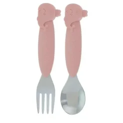 Nuby - Silicone/Stainless Steel Whale Fork & Spoon, Pink - cutbabycare.com | baby boutique & care hub* Best