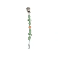 Nuby - Silicone/Wood Beaded Pacifier Clip Holder With Stainless Steel Clip, Xo - cutbabycare.com | baby boutique & care hub* Online
