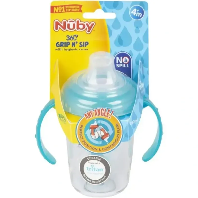 Nuby Tritan Spout Drinking Cup w/ Handles & 360 Straw 240ml 3m+ Assorted - cutbabycare.com | baby boutique & care hub* Outlet