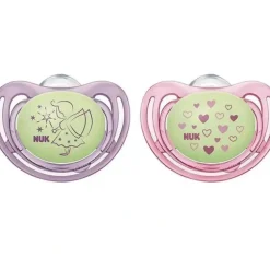 Nuk - 2 Pk Pacifier Airflow Glow In Dark, Girl, Size 2 - cutbabycare.com | baby boutique & care hub* Flash Sale