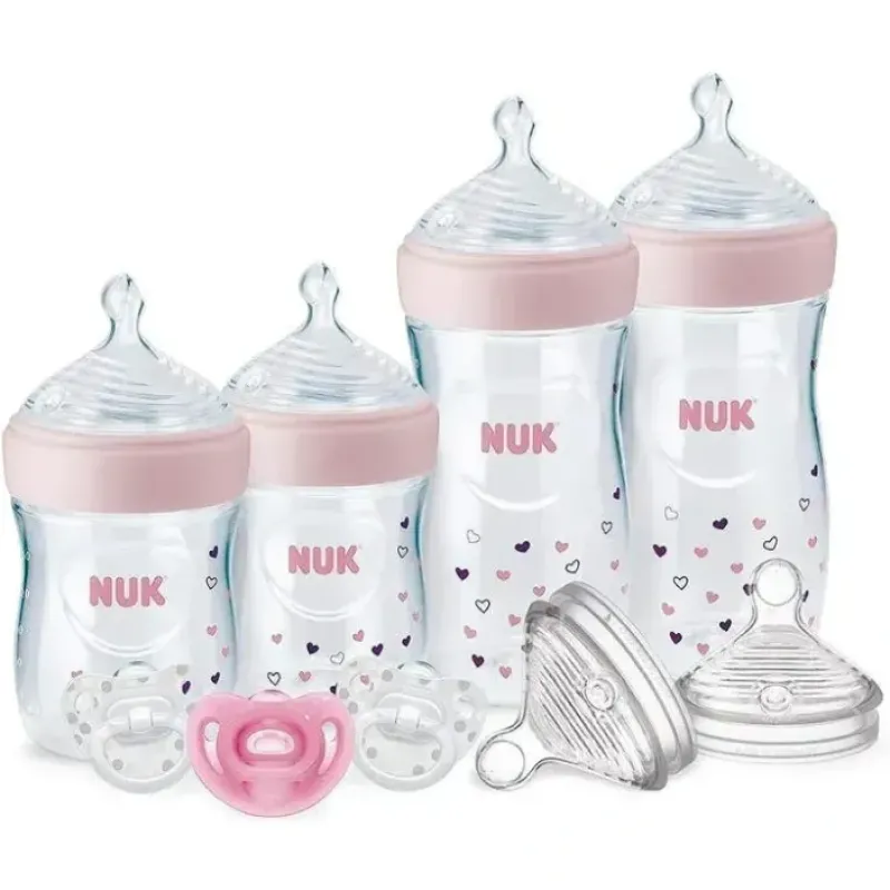 Nuk - Simply Natural Baby Bottles with SafeTemp Gift Set, Pink, 4 Bottles, 3 Pacifiers and 2 Replacement Bottle Nipples - cutbabycare.com | baby boutique & care hub* Online