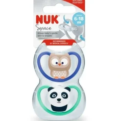 NUK Space Baby Dummy 6-18m, With Extra Ventilation, BPA-Free Silicone, 2 Pack - Assorted - cutbabycare.com | baby boutique & care hub* Fashion